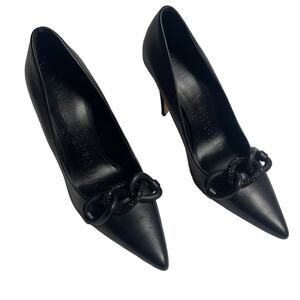 Karl Lagerfeld Women's Black Carmy Leather Stiletto‎ Pumps Size 6M